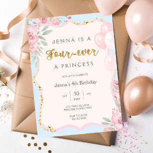 Für immer eine königliche Prinzessin zum 4. Geburt Einladung