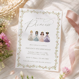 Für immer eine Prinzessin Mädchen 4. Geburtstagsfe Einladung