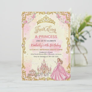 Für immer eine Prinzessin Pink Mädchen 4. Geburtst Einladung