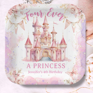 Für immer eine Prinzessin Pink Schloss Mädchen 4. Pappteller