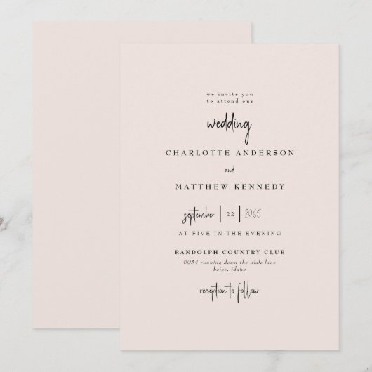 Für immer eine treue Blushing Bride Keine Eltern H Einladung (Vorne/Hinten)