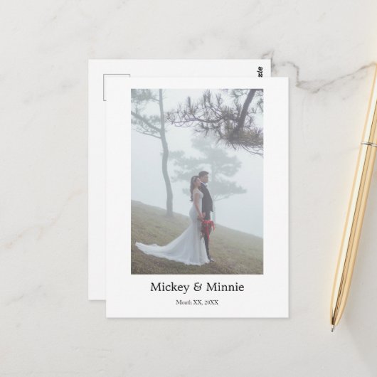 Für immer erinnerte benutzerdefinierte Hochzeitsfo Postkarte (Vorderseite/Rückseite Beispiel)