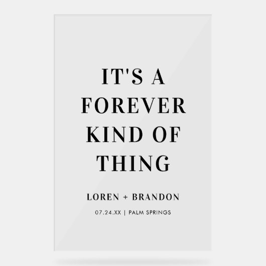 Für immer etwas Hochzeit Moderne Begrüßung Acrylschild (Vorderseite)