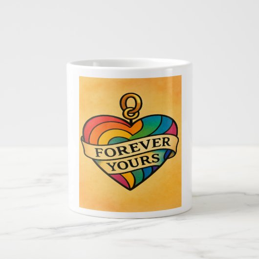 Für immer farbenfrohe Liebe Herz Jumbo-Tasse (Vorderseite)