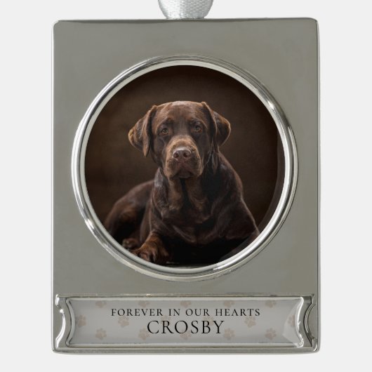 Für immer geliebter Pet Loss Keepake Banner-Ornament Silber (Vorderseite)