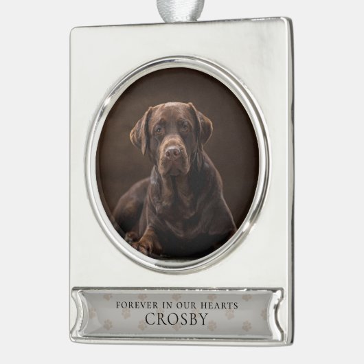 Für immer geliebter Pet Loss Keepake Banner-Ornament Silber (Links)