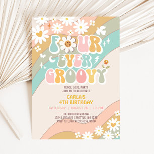 Für immer groovy Gänseblümchen Hippie 70er Retro G Einladung