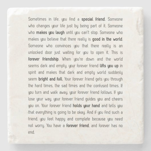 Für immer hat kein Ende Steinuntersetzer (Vorderseite)