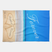 Für immer | Herzen in Sand Beach Geschirrtuch (Horizontal)