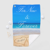 Für immer | Herzen in Sand Beach Golfhandtuch (Insitu)