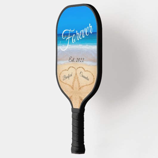 Für immer | Herzen in Sand Beach Pickleball Schläger (Links)