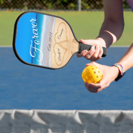 Für immer | Herzen in Sand Beach Pickleball Schläger
