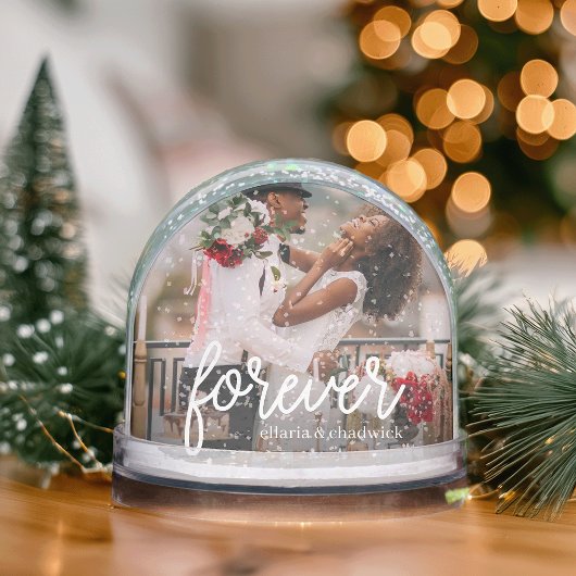 Für immer | Hochzeitsszenario Foto & Namen Schneekugeln