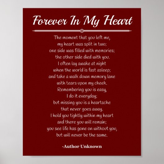 Für immer im Herzen Poster (Vorne)