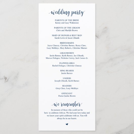 Für immer in der Liebe, Moderne Hochzeitsfeier, Ma Programm (Rückseite)