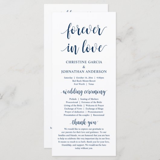 Für immer in der Liebe, Moderne Hochzeitsfeier, Ma Programm (Vorne/Hinten)