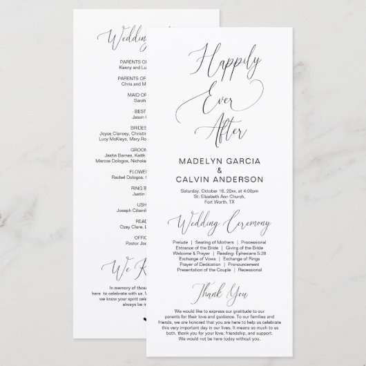 Für immer in der Liebe, moderne Hochzeitsfeier Programm (Vorne/Hinten)