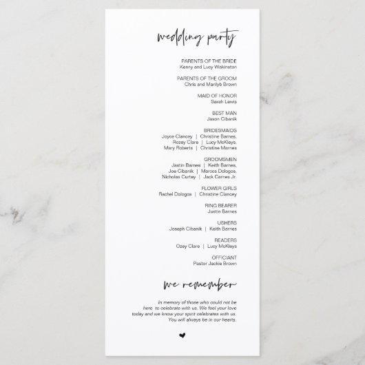 Für immer in der Liebe, Modernes Minimalistisches Programm (Rückseite)