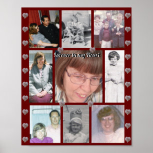 Für immer in meinem Herz Foto Collage Herz rot Poster