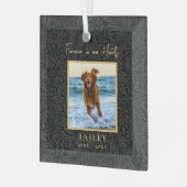 Für immer in unserem Foto für Herz-Pet-Memorial Ornament Aus Glas (Vorderseite links)