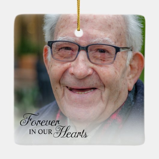 Für immer in unserem Foto zur Erinnerung an die He Keramikornament (Rückseite)