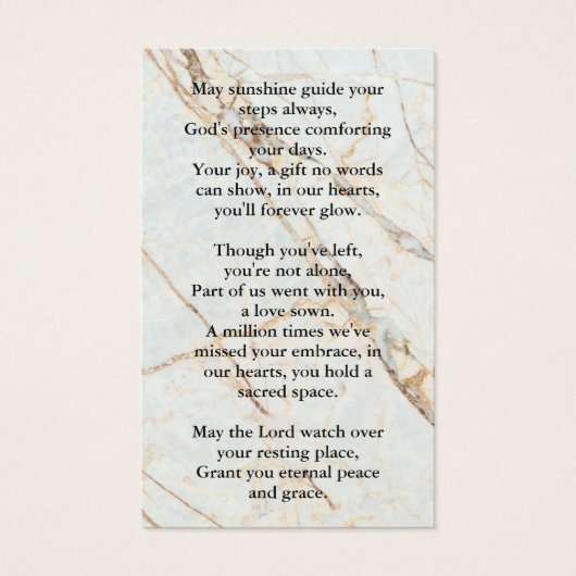 Für immer in unserem Hearts Beerdigungsgebet (Rückseite)