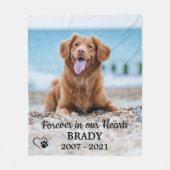 Für immer in unserem Hearts Dog Foto Pet Memorial Fleecedecke (Vorderseite)