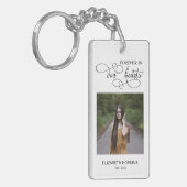 Für immer in unserem Hearts Foto Memorial Gedicht Schlüsselanhänger (Vorderseite links)