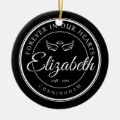 Für immer in unserem Hearts Funeral Memorial Angel Keramik Ornament (Vorne)