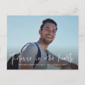 Für immer in unserem Hearts Funeral Memorial Danke Postkarte (Vorderseite)