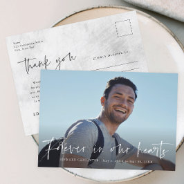 Für immer in unserem Hearts Funeral Memorial Danke Postkarte