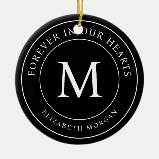 Für immer in unserem Hearts Funeral Memorial Moder Keramik Ornament (Vorne)