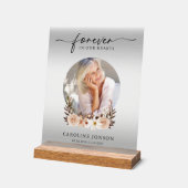 Für immer in unserem Hearts Funeral Memorial Servi Acrylschild (Winkel)