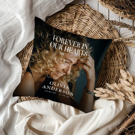 Für immer in unserem Hearts Grave Foto Gedenktribu Kissen