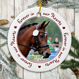 Für immer in unserem Hearts Horse Loss Keepake Mem Keramik Ornament
