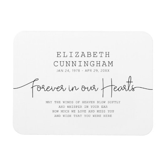 Für immer in unserem Hearts Memorial einfaches mod Magnet (Horizontal)
