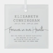 Für immer in unserem Hearts Memorial einfaches mod Ornament Aus Glas (Vorderseite)