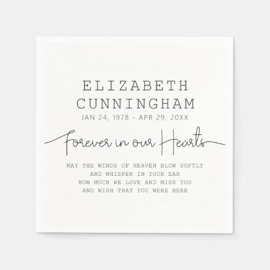 Für immer in unserem Hearts Memorial einfaches mod Serviette (Vorderseite)
