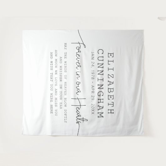 Für immer in unserem Hearts Memorial einfaches mod Wandteppich (Vorderseite (Horizontal))