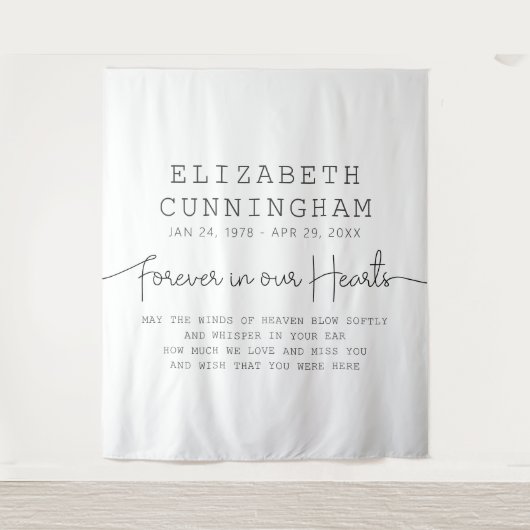 Für immer in unserem Hearts Memorial einfaches mod Wandteppich (Vorderseite)