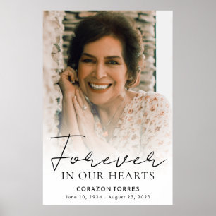 Für immer in unserem Hearts Memorial Foto Beerdigu Poster