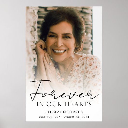 Für immer in unserem Hearts Memorial Foto Beerdigu Poster (Vorne)