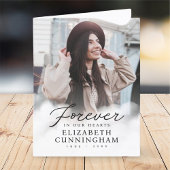 Für immer in unserem Hearts Memorial Modern Foto Dankeskarte