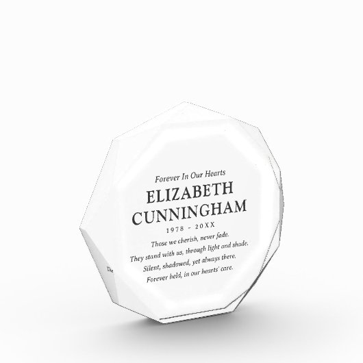 Für immer in unserem Hearts Memorial Modern Simple Fotoblock (Links)