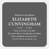 Für immer in unserem Hearts Memorial Modern Simple Quadratischer Aufkleber (Vorderseite)