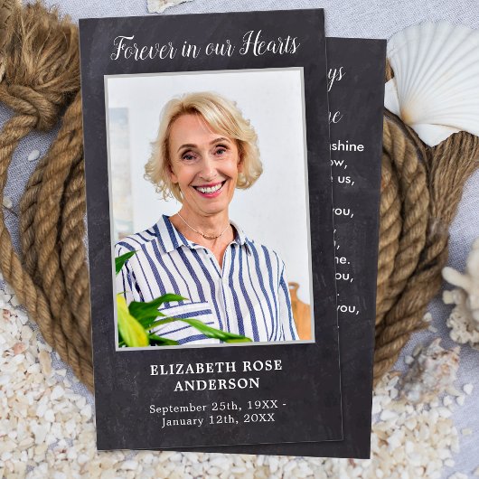 Für immer in unserem Hearts Memorial Prayer Card S