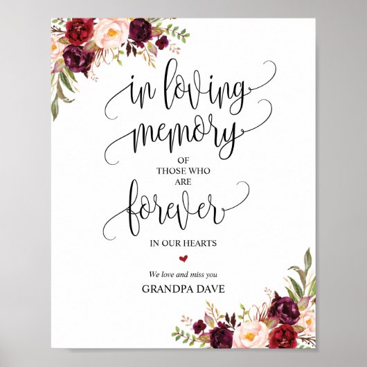 Für immer in unserem Hearts Memorial Sign v3 Poster (Vorne)