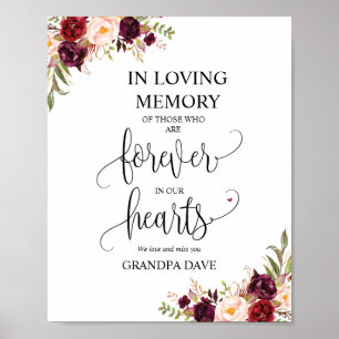 Für immer in unserem Hearts Memorial Sign v4 Poster