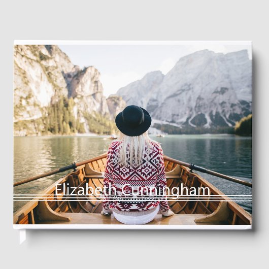 Für immer in unserem Hearts Modern Lines Foto Memo Gästebuch (Vorderseite)