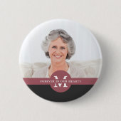Für immer in unserem Hearts Monogram Foto Memorial Button (Vorderseite)